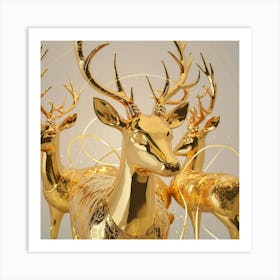 Gold Deer 1 Art Print