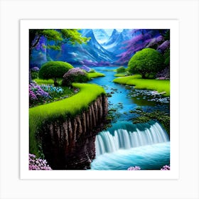 Waterfall In The Forest Art Print