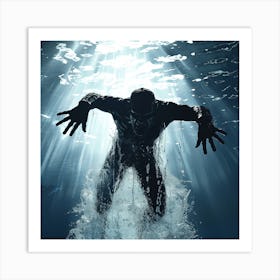 Silhouette Of A Swimmer Art Print