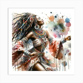 Watercolor African Dancer #2 Art Print