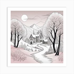 Winter Landscape Minimalistic Style Landscape Art Print