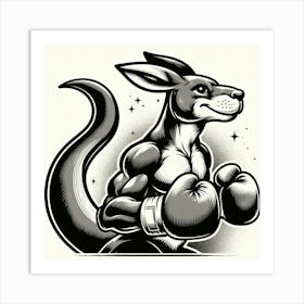 Kangaroo With Boxing Gloves 1 Art Print