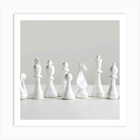 White Chess Pieces Art Print