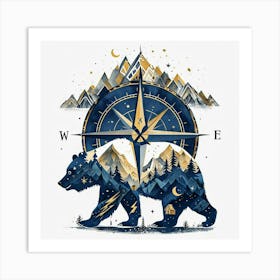 Bear With Compass Art Print