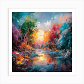 A stunning oil painting of a vibrant and abstract watercolor 20 Art Print