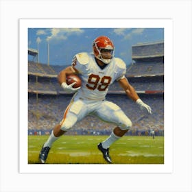 Game Dominator Football Star in Dynamic Motion Art Print