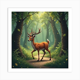 A Graceful Bongo Antelope Wandering Through The Forest 1 Art Print