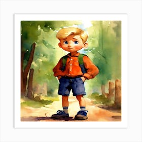 Boy In The Woods Art Print