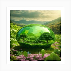 Green Sphere In The Forest Art Print
