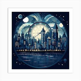 Night City Skyline 1 Art Print