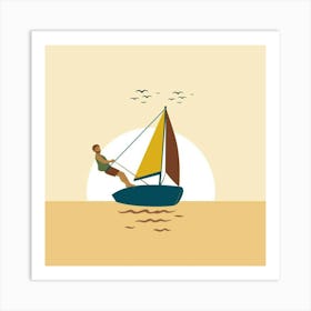 Sailboat At Sunset Art Print