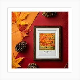 An Autumnal Scene Captured In Ultra Realistic Detail Showcases A Leaf Of Vibrant Orange Hue Profoun (7) 1 Art Print