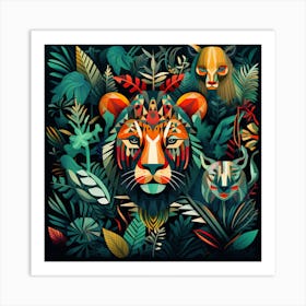 Lions In The Jungle 4 Art Print