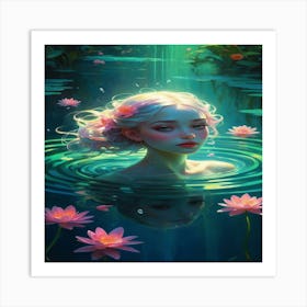 Mermaid In Water Art Print