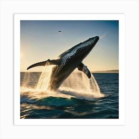 Humpback Whale Jumping Out Of The Water 1 Art Print