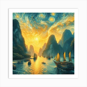 Starry Night In Ha Long Bay Art Print