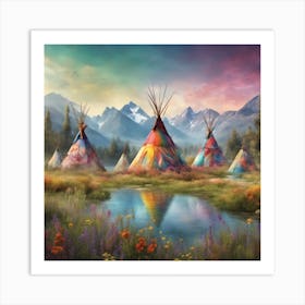 Rainbow Teepees 1 Art Print