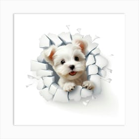 Puppy Through A Hole Art Print