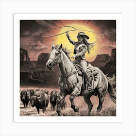 Western Spirit Monochromatic Tribute To Adventure In The Wild West (5) Art Print