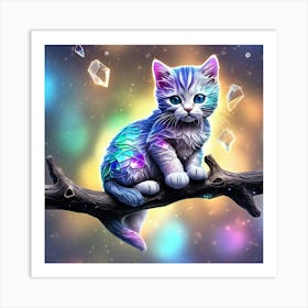 Kitty With Crystals Art Print