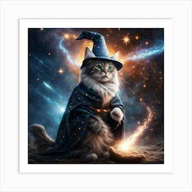 Celestial Cat Wizard Art Print