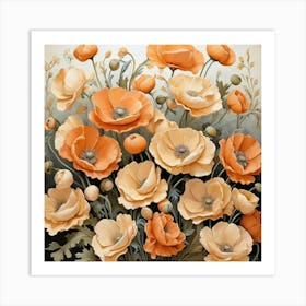 Apricot Poppies Art Print 3 Art Print