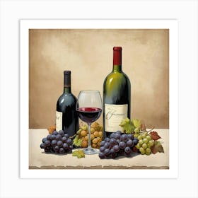 Wine And Grapes art print 1 Art Print