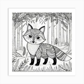 Line Art fox 1 Art Print