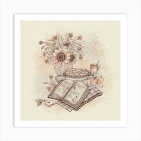 Cookbook and Pie Art Print