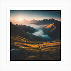 Sunrise In The Mountains Art Print