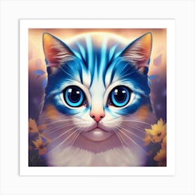 Cat With Blue Eyes Print Art Print