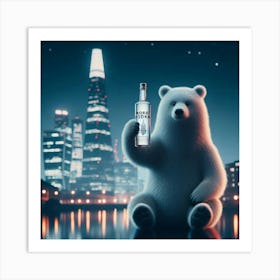 Polar Bear Holding A Bottle Of Vodka 3 Art Print