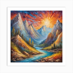 the valley between the mountains Art Print