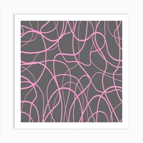 Pink And Gray Lines Abstract Art Print