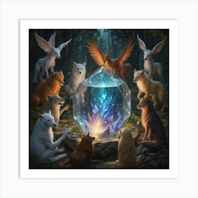 Wolf And The Crystal Art Print