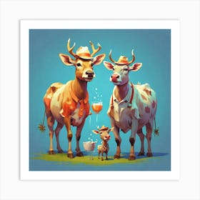 Cows In Hats 1 Art Print