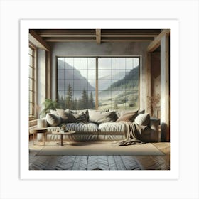 Living Room With Mountain View Art Print