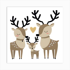Cute Deer Family Art Print
