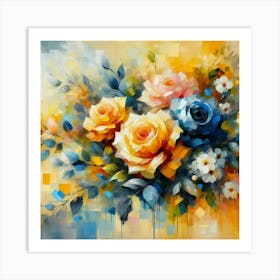 Colorful Roses oil painting abstract painting art 1 Art Print