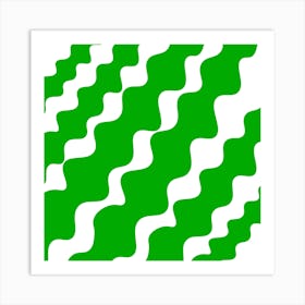 Green Wavy pattern Art Print