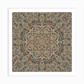 Firefly Beautiful Modern Detailed Indian Mandala Pattern In Neutral Gray, Silver, Copper, Tan, And C (3) Art Print