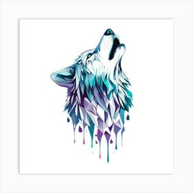 Wolf Howling Generated AI. Wall Art Print 1 Art Print