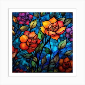 Stained Glass Roses 2 Art Print