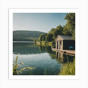 Small Cabin On A Lake Art Print