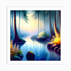 Forest At Night 2 Art Print