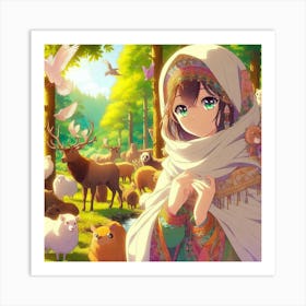 Girl In The Forest Art Print