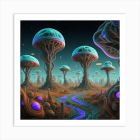 Psychedelic Mushroom Landscape Art Print