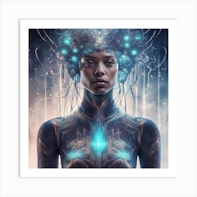 Woman With A Glowing Head Art Print