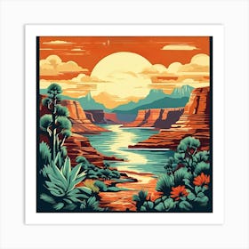 Grand Canyon Sunset, Travel Posters A Retro-Inspired With Travel Posters Showcasing Iconic Destinations Art Print