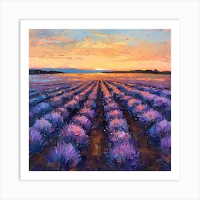 Lavender Field At Sunset Art Print